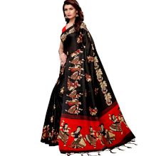 Black Kathak  Women's Khadi Silk Printed Saree With Blouse Piece