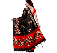 Black Kathak  Women's Khadi Silk Printed Saree With Blouse Piece