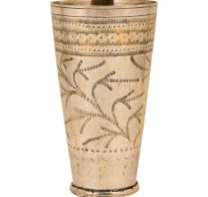 Leaves engraved Traditional Brass North Indian Lassi Glass