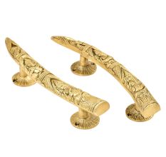 Handmade Tuskar Style Ganesha Carving Brass Door PullÂ Handle