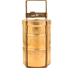Indian Brass Three Compartment Tiffin box