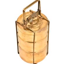 Indian Brass Three Compartment Tiffin box