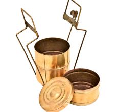 Indian Brass Three Compartment Tiffin box