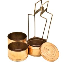 Indian Brass Three Compartment Tiffin box