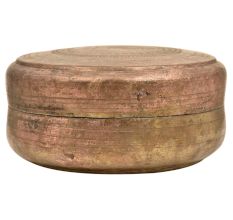 Handmade Antique Golden Round Brass Storage Box
