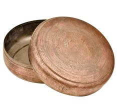 Handmade Antique Golden Round Brass Storage Box