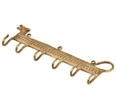 Brass Lion Animal Face Six Hooks Wall Hanger