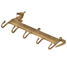 Handcrafted Tribal Brass Horse Hooks with Five Pegs