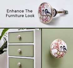 Birds Ceramic Door Cupboard Pull Knobs