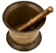 Indian Brass Mortar And Pestle