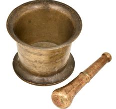 Indian Brass Mortar And Pestle