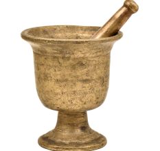 Footed Urn Shaped Solid Brass Mortar and Pestle