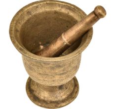 Footed Urn Shaped Solid Brass Mortar and Pestle