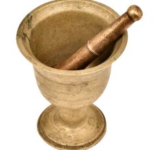 Traditional Footed  Brass Mortar and Pestle