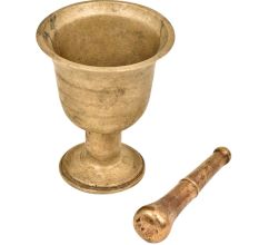 Traditional Footed  Brass Mortar and Pestle