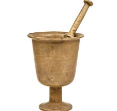 Rare Footed Brass Mortar And Pestle Medicine