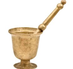 Indian Kitchen Brass Urn Shape Mortar And Pestle