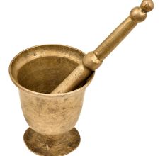 Indian Kitchen Brass Urn Shape Mortar And Pestle