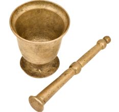 Indian Kitchen Brass Urn Shape Mortar And Pestle