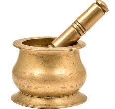Mortar Pestle Brass Grind Food Crusher