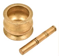 Mortar Pestle Brass Grind Food Crusher