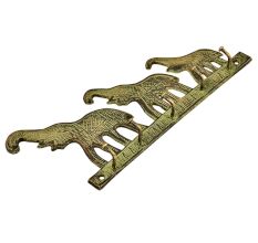 Brass Tribal Elephant With Trunk Up Wall Hanging Brass Hooks
