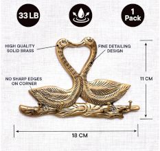 Two Golden  Brass Swan with 4 Hooks Crafted Key Holder