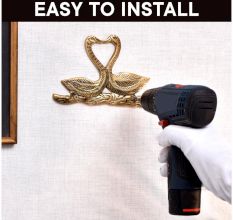 Two Golden  Brass Swan with 4 Hooks Crafted Key Holder
