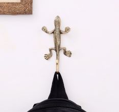 Golden Brass Lizard Wall Hook