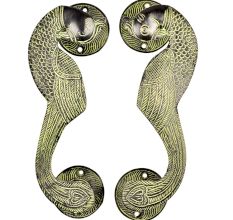 Traditional Brass Curved Peacock Handle With Patina