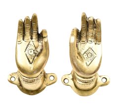 Brass Buddha Hand Meditation Pose Door Handles In Pair