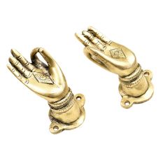 Brass Buddha Hand Meditation Pose Door Handles In Pair