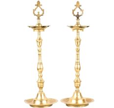 Traditional Karaikudi Vilakku  Brass (Pair) Oil Lamps