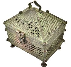 Tribal Jali Hut Brass Jewellery Box