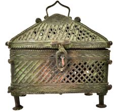 Tribal Jali Hut Brass Jewellery Box