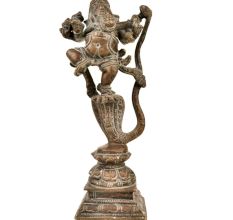 Brass Lord Ganesha Dancing on Sheshnag Home Decoration Statue