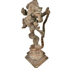 Brass Lord Ganesha Dancing on Sheshnag Home Decoration Statue