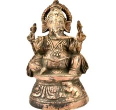 Brass Ganesha Murti Sitting Statue With Mooshak