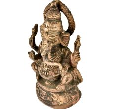 Brass Ganesha Murti Sitting Statue With Mooshak