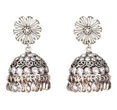 92.5 Sterling Silver Earrings Jhumkies With Intricate Floral Details