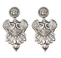 92.5 Sterling Silver Indian Royal Peacocks Pendant Necklace