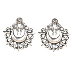 92.5 Sterling Silver Peacock Shaped Chandbalis Earrings Online