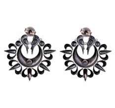 92.5 Sterling Silver Peacock Shaped Chandbalis Earrings Online