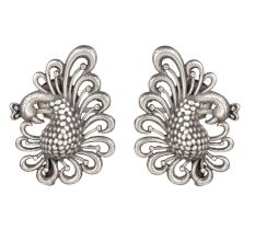 92.5 Sterling Silver Dancing Peacock Studs For Women And Girls