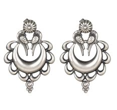 92.5 Sterling Silver Earrings Peacock Crescent Moon Ethnic Stud Earrings