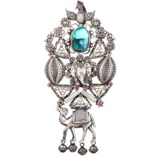 92.2 Sterling Silver Pendants Classic Necklace with Goddess And Animal Motif Turquoise Stone
