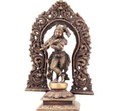 Standing Krishna Statue With Floral Prabhavali