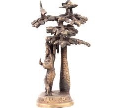 Brass Krishna Playing Flute  And  Radha Carrying Water Pot Under Kadamba Tree