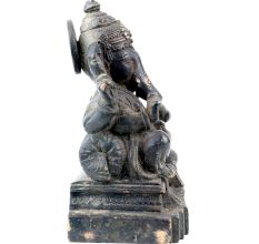 Brass Handmade Lord Ganesha Seated On A Raised Lotus Seat