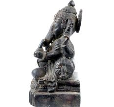 Brass Handmade Lord Ganesha Seated On A Raised Lotus Seat